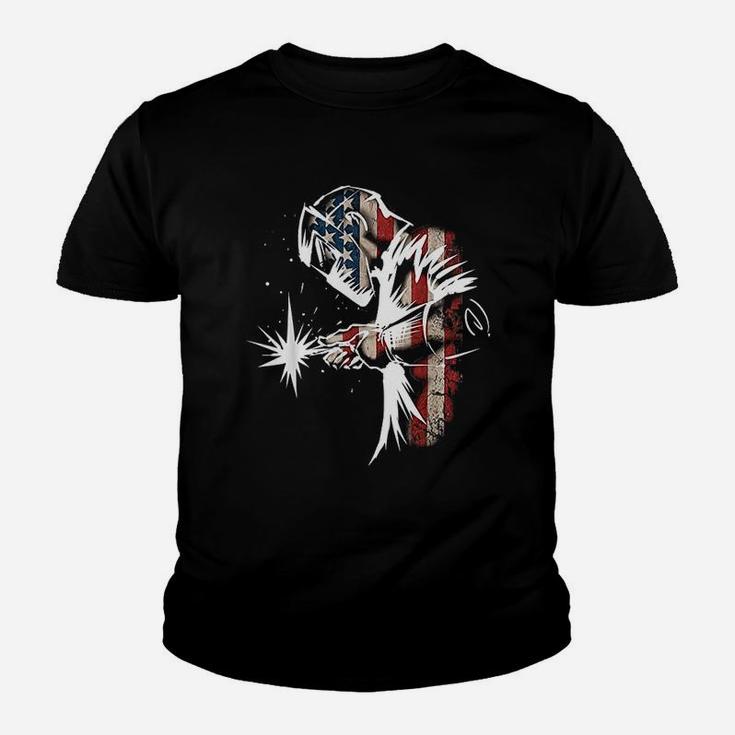 Welder American Flag Usa Patriotic Welder Kid T-Shirt