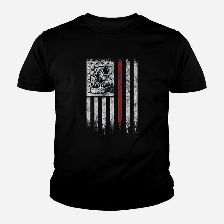 Welder Vintage Usa American Flag Patriotic Welding Gift Kid T-Shirt