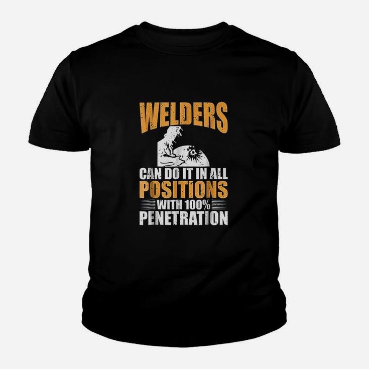 Welders Can Do It In All Positions Funny Welder Kid T-Shirt
