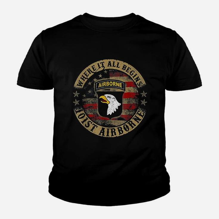 Where It All Begins 101st Airborne Us Army Kid T-Shirt