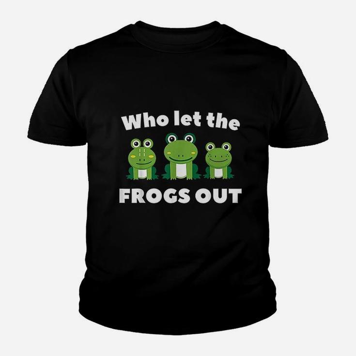 Who Let The Frogs Out Kids Preschool Frog Squad Frog Lover Kid T-Shirt