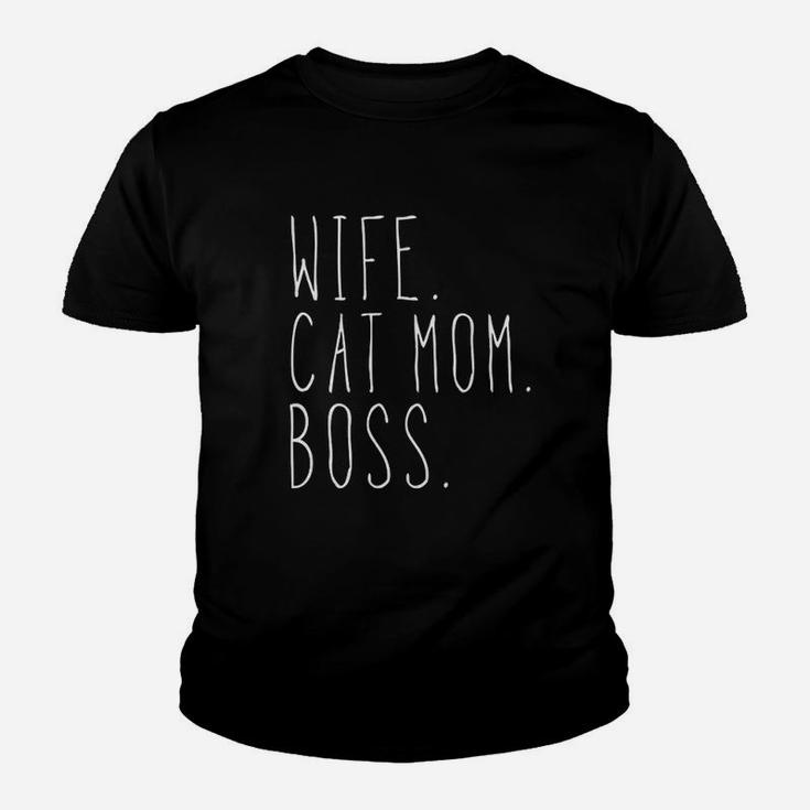 Wife Cat Mom Boss Kid T-Shirt