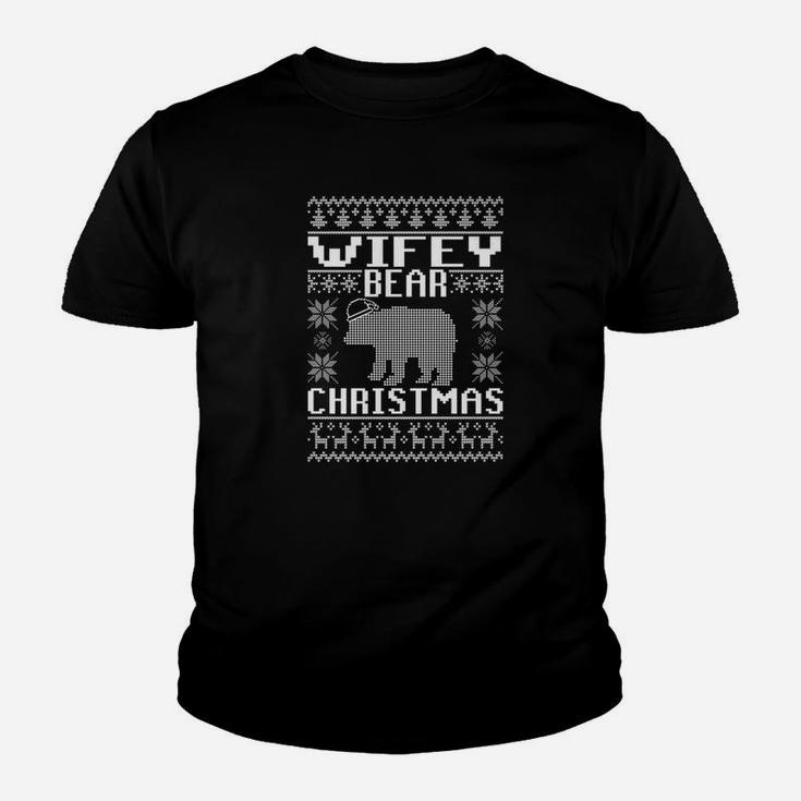 Wifey Bear Matching Family Ugly Christmas Sweater Kid T-Shirt