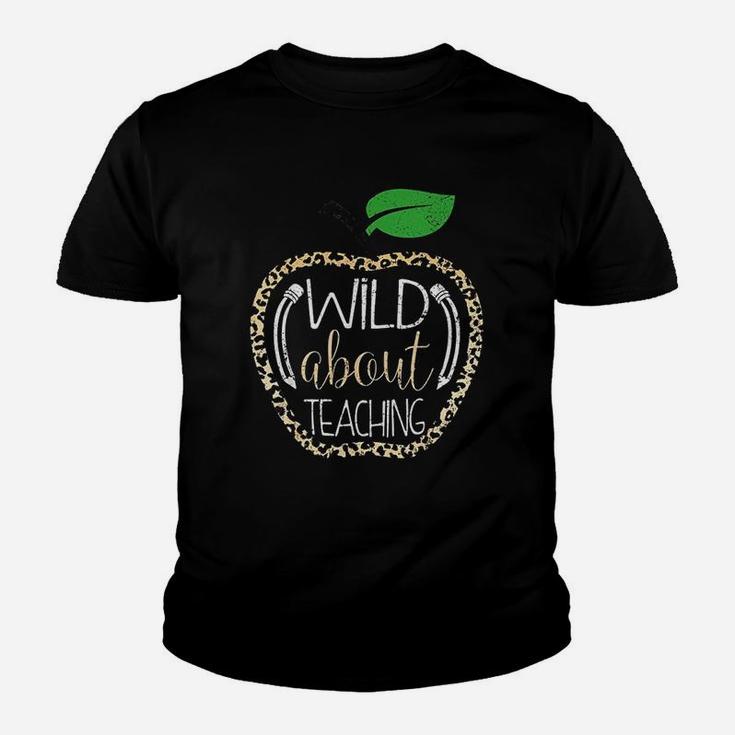 Wild About Teaching Leopard Print School Teacher Kid T-Shirt