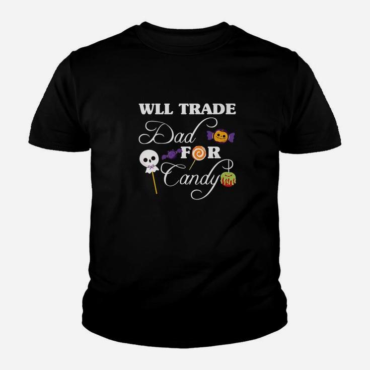 Will Trade Dad For Candy Halloween Costume Funny Kid T-Shirt
