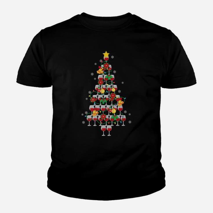 Wine Glass Christmas Tree Funny Holiday Gift Kid T-Shirt