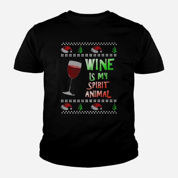 Wine Is My Spirit Animal Ugly Christmas Style Kid T-Shirt