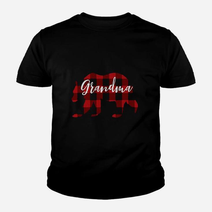 Women Grandma Bear Grandma Christmas Plaid Kid T-Shirt