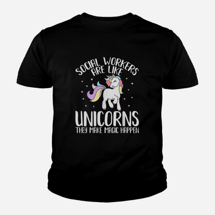 Women Social Workers Make Magic Happens Unicorn Social Work Kid T-Shirt