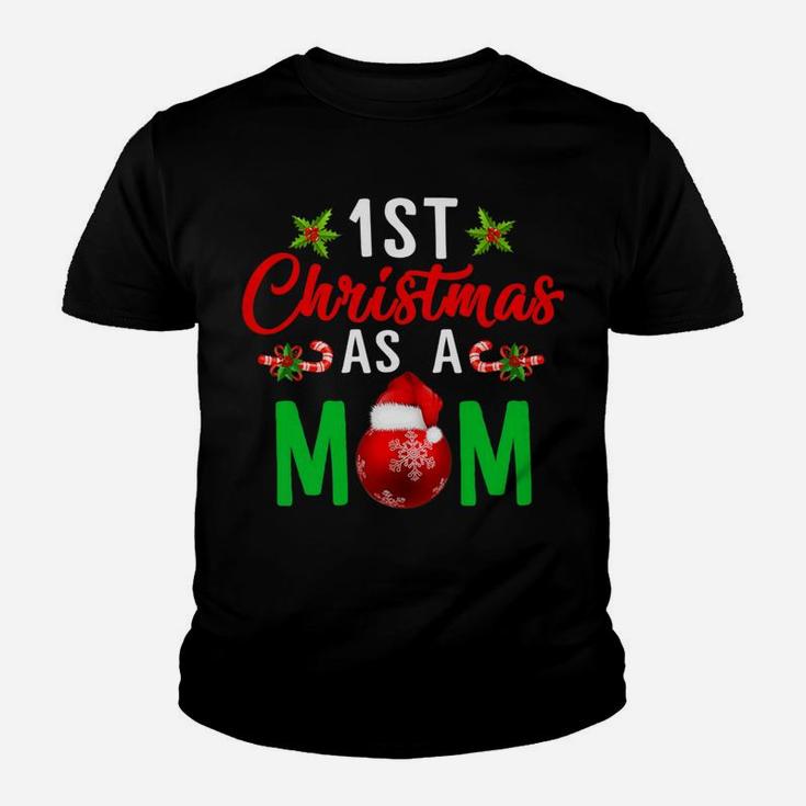 Womens 1st Christmas As A Mom Xmas Gift For New Mommy Tee Kid T-Shirt