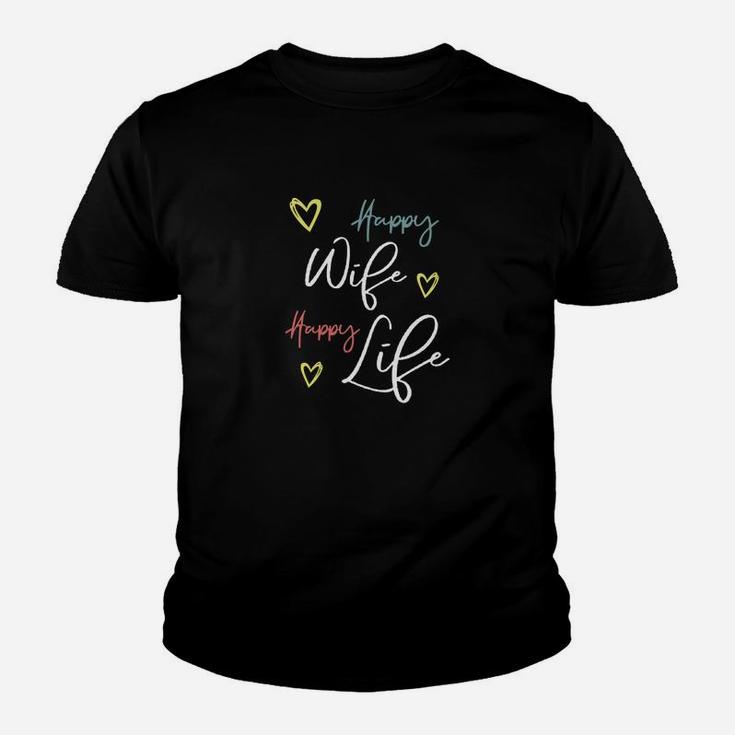 Womens Happy Wife Happy Life Kid T-Shirt