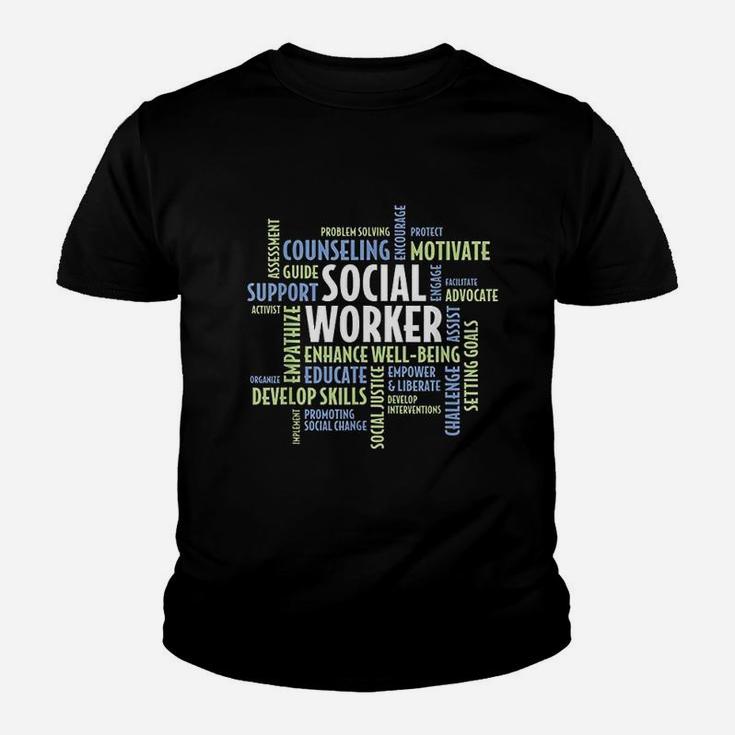 Words Social Work Month Gift For Social Worker Kid T-Shirt