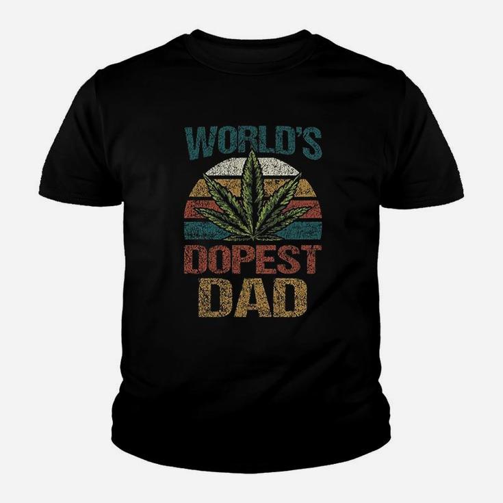 Worlds Dopest Dad Leaf Vintage Distressed Kid T-Shirt
