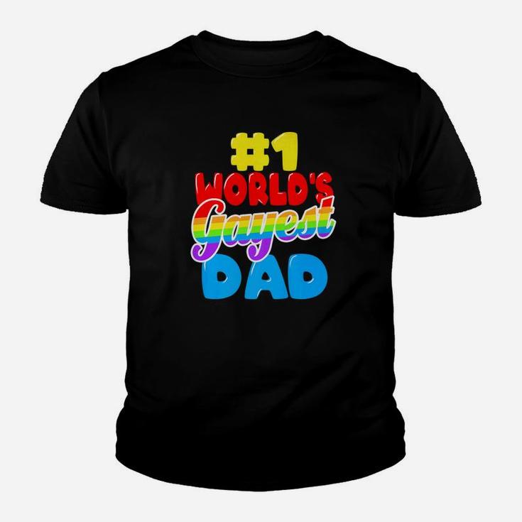 Worlds Gayest Dad Funny Gay Pride Lgbt Fathers Day Gift Premium Kid T-Shirt