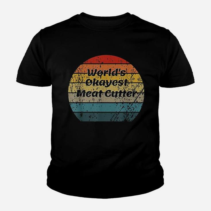 Worlds Okayest Meat Cutter Vintage Sunset 60s 70s Kid T-Shirt
