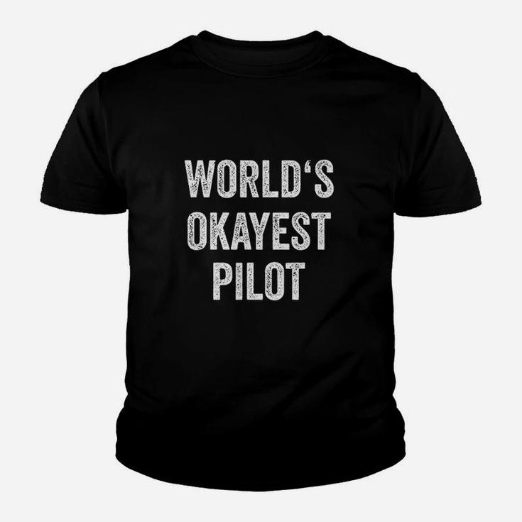 Worlds Okayest Pilot Funny Flying Aviation Kid T-Shirt