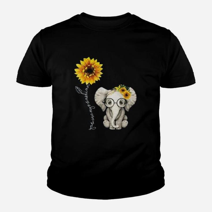 You Are My Sunshine Hippie Sunflower Elephant Gift Friends Kid T-Shirt