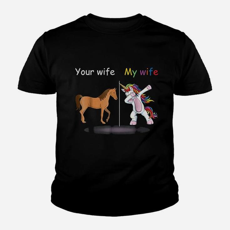 Your Wife My Wife Dabbing Unicorn Funny Gift Kid T-Shirt