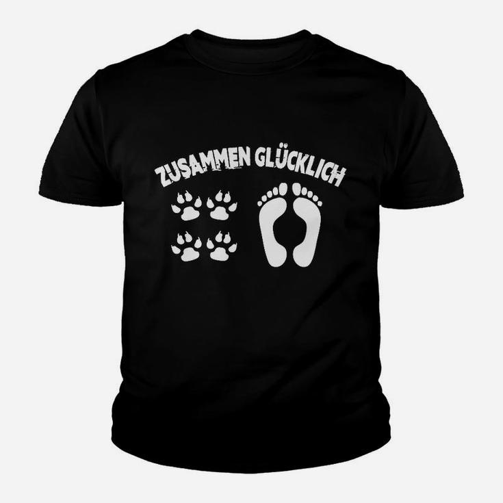 Zusammen Glücklich Schwarzes Kinder Tshirt, Pfoten & Fußabdruck Design