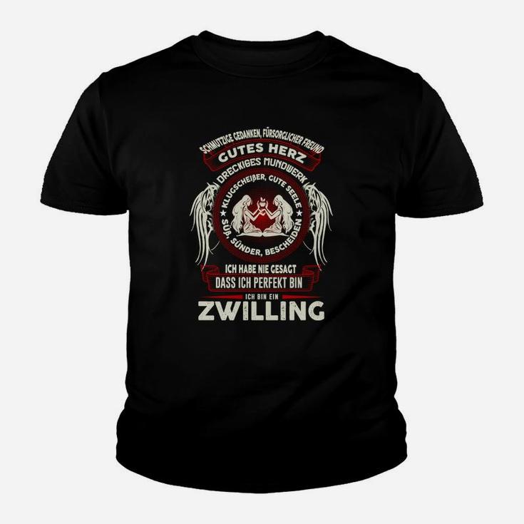 Zwilling Sternzeichen Kinder Tshirt, Perfekt Sein Statement Design