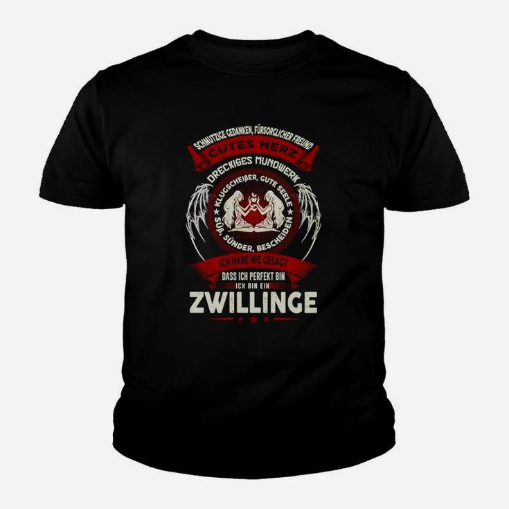 Zwillings-Geburtstags Kinder Tshirt, Schwarz mit Sternzeichen Design