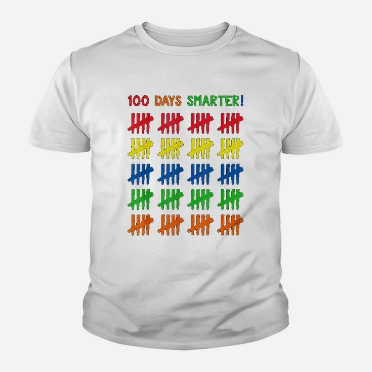 100 Days Of School Tally Marks Kids 100 Days Smarter Youth T-shirt