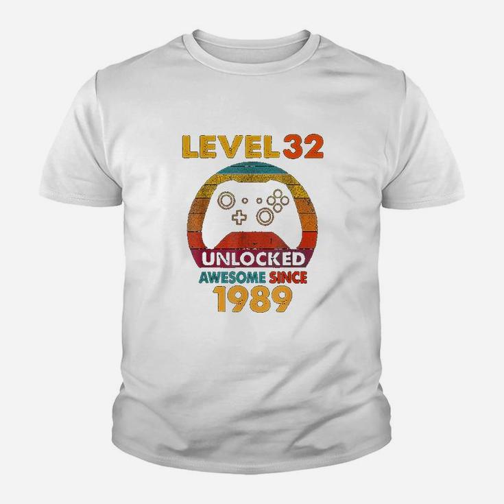 33rd Bday Boy Gamer Level 33 Unlocked Awesome Since 1989  Kid T-Shirt