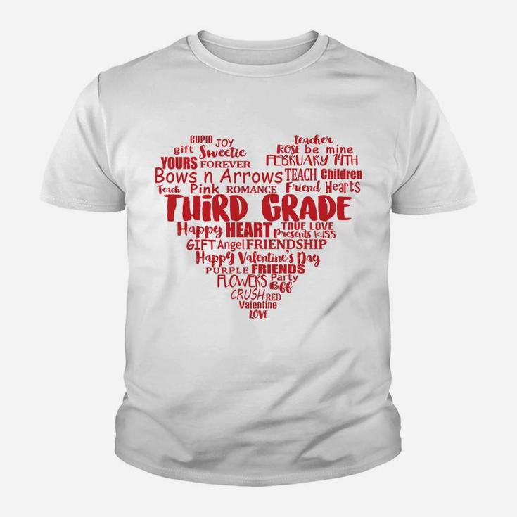 3rd Grade Teacher Valentine Heart Gift Third Grade Kid T-Shirt