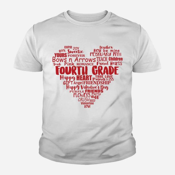 4th Grade Teacher Valentine Heart Gift Fourth Grade Kid T-Shirt