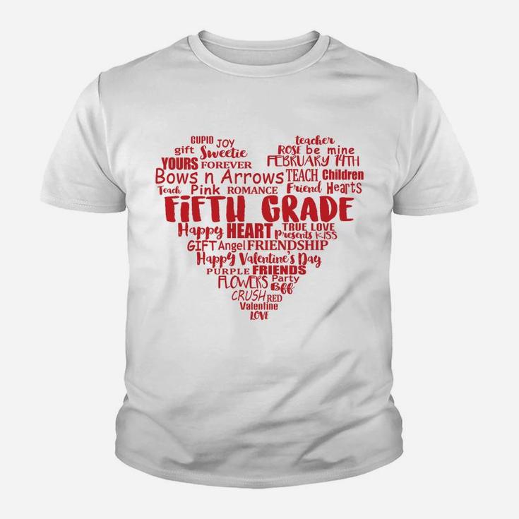 5th Grade Teacher Valentine Heart Gift Fifth Grade Kid T-Shirt