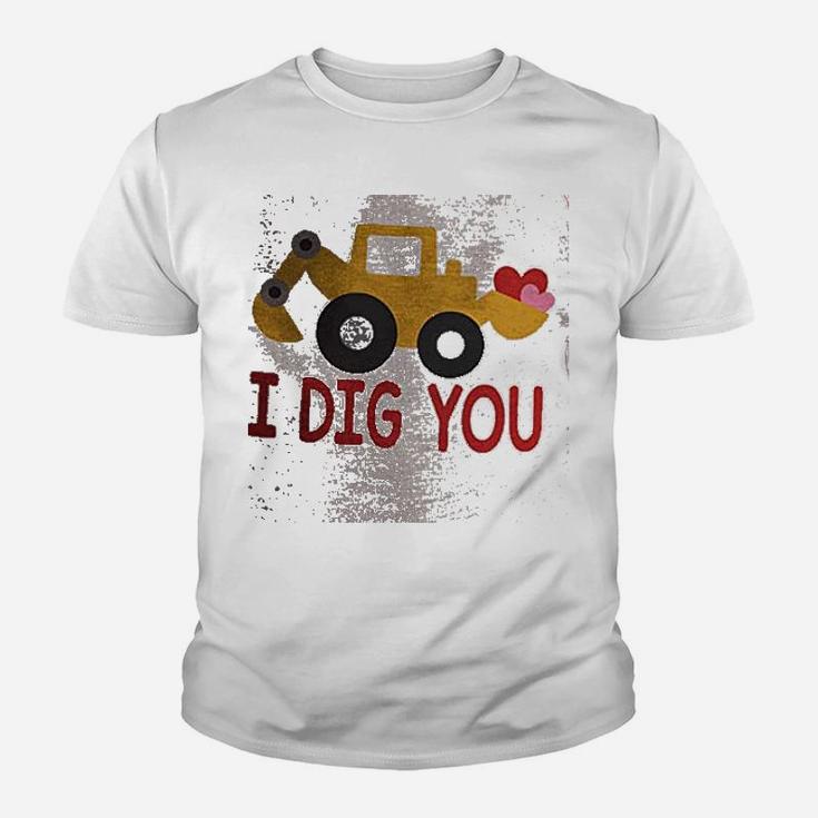7 Ate 9 Apparel Kids I Dig You Construction Truck Day Red Raglan Kid T-Shirt