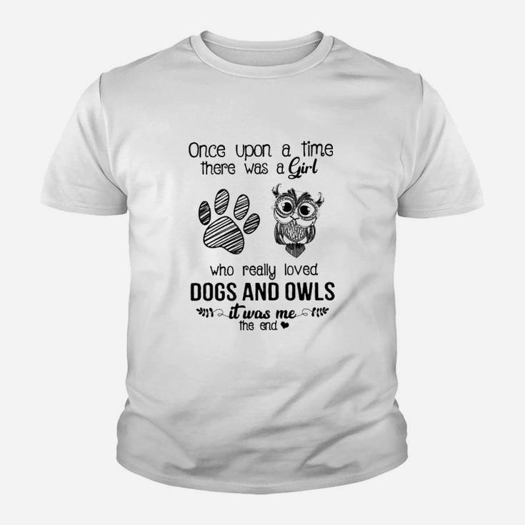 A Girl Who Really Loved Dogs And Owls Kid T-Shirt