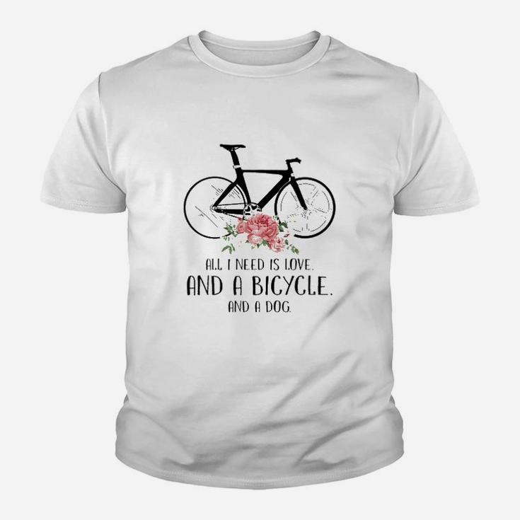 All I Need Is Love And A Bicycle And A Dog Kid T-Shirt