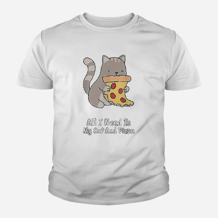 All I Need Is My Cat And Pizza Funny Cat And Pizza Kid T-Shirt