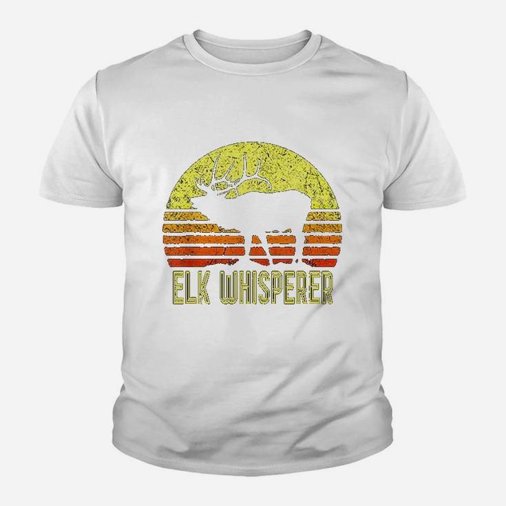 American Elk Hunter Dad Vintage Retro Sun Bow Hunting Gift Kid T-Shirt