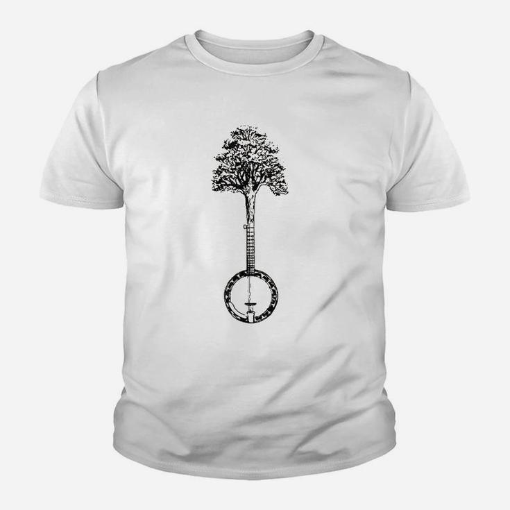 Banjo Tree Minimalist Design Vintage Nature And Music Graphic Kid T-Shirt
