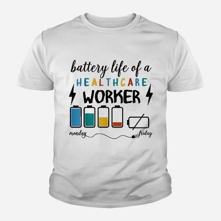 Battery Life Of A Healthcare Worker Funny Monday Kid T-Shirt