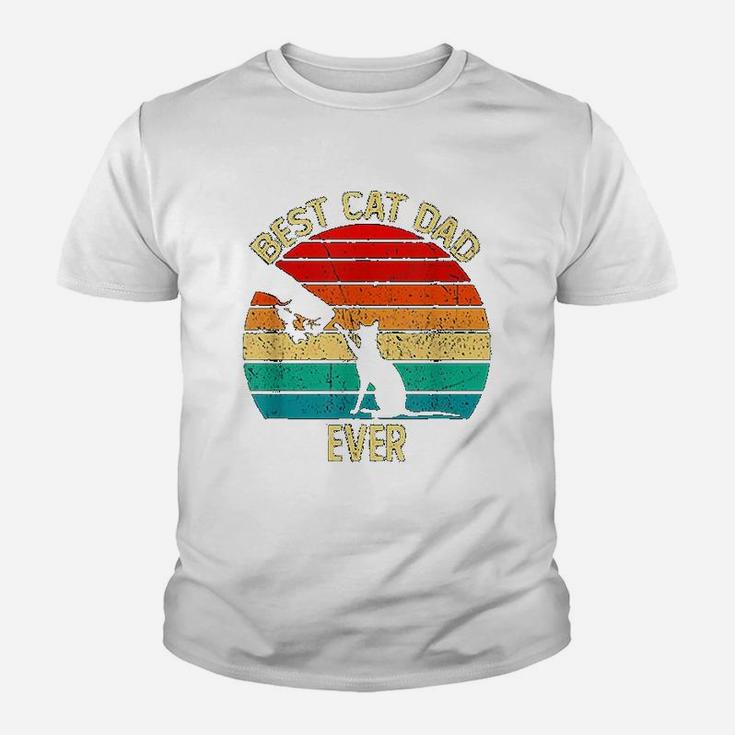 Best Cat Dad Ever Retro Vintage Gift Paw Fist Bump Kid T-Shirt