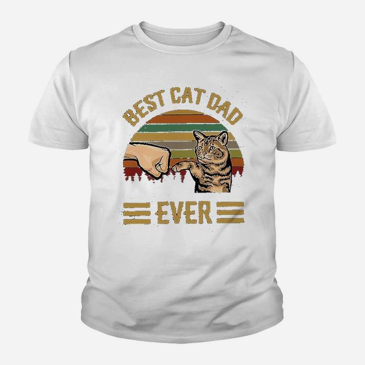 Best Cat Dad Ever Vintage Retro Kitten Cat Lovers Kid T-Shirt