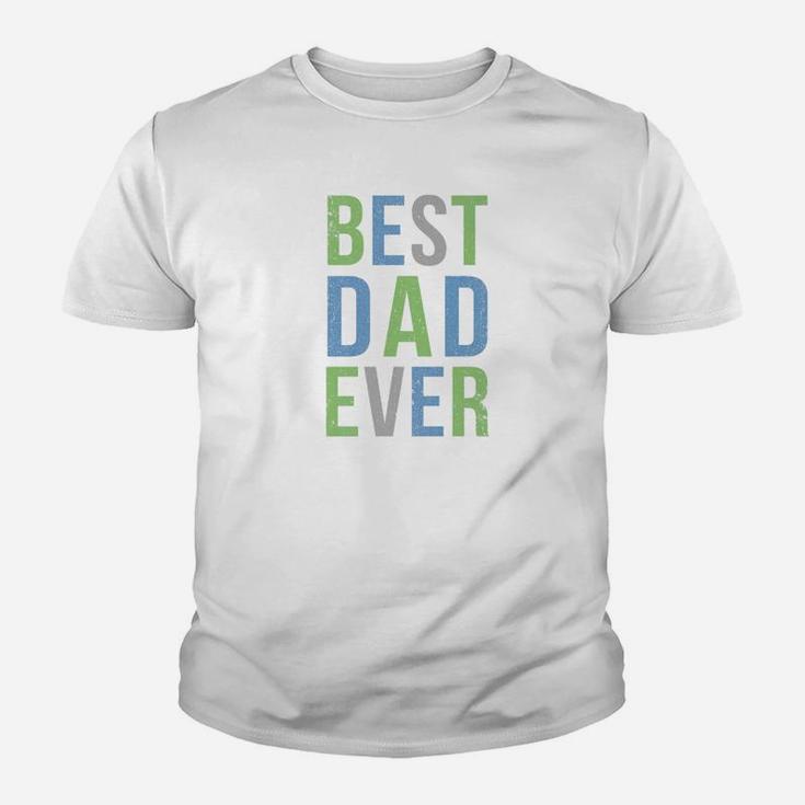 Best Dad Ever In Blue Green And Gray Block Letters Premium Kid T-Shirt