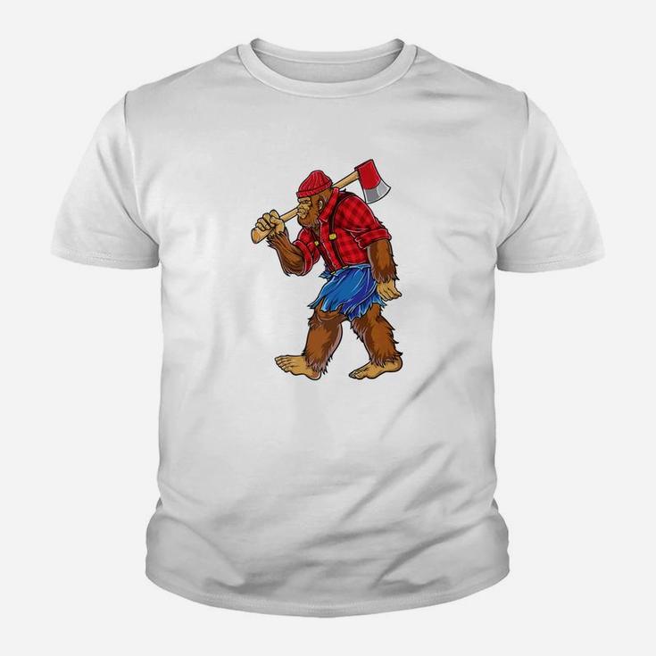 Bigfoot Lumberjack Sasquatch Carpenter Men Dad Boys Kid T-Shirt