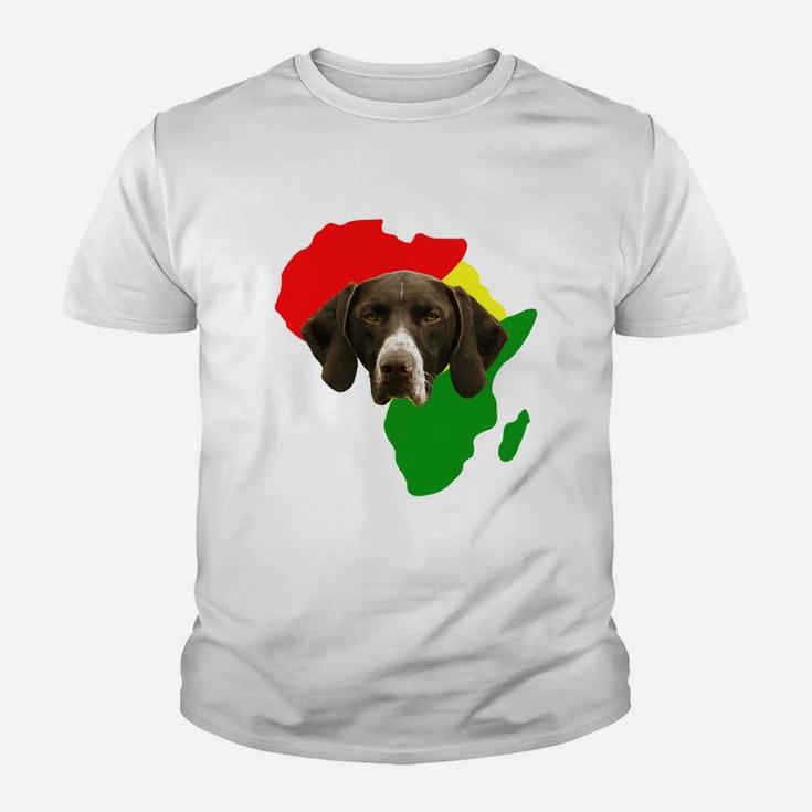 Black History Month African Map German Shorthair Pointer Gift For Pet Lovers Proud Black Kid T-Shirt