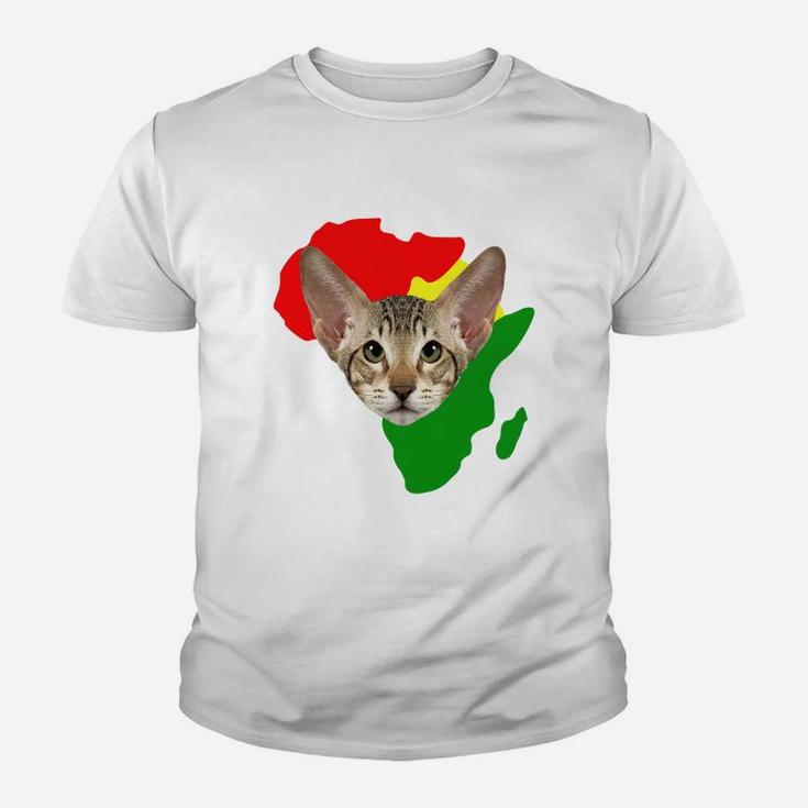 Black History Month African Map Oriental Shorthair Gift For Pet Lovers Proud Black Kid T-Shirt