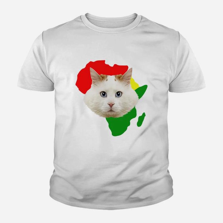 Black History Month African Map Turkish Van Gift For Pet Lovers Proud Black Kid T-Shirt