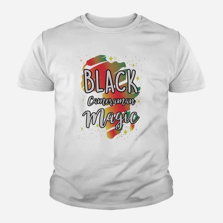 Black History Month Black Cameraman Magic Proud African Job Title Kid T-Shirt