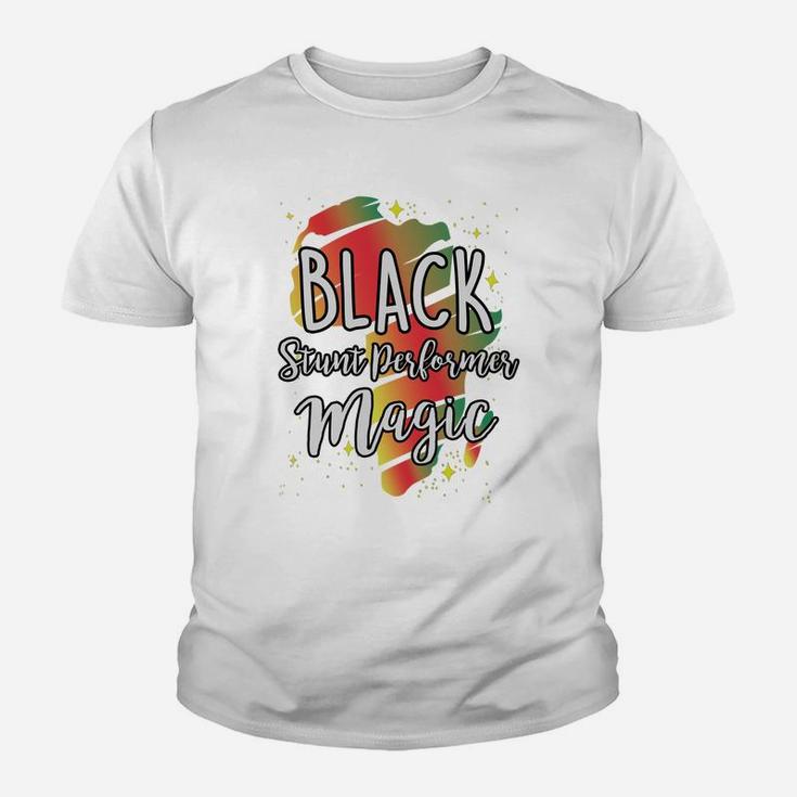 Black History Month Black Stunt Performer Magic Proud African Job Title Kid T-Shirt