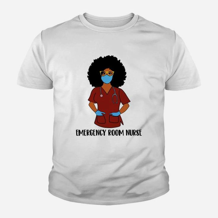 Black History Month Proud Emergency Room Nurse Awesome Nursing Job Title Kid T-Shirt