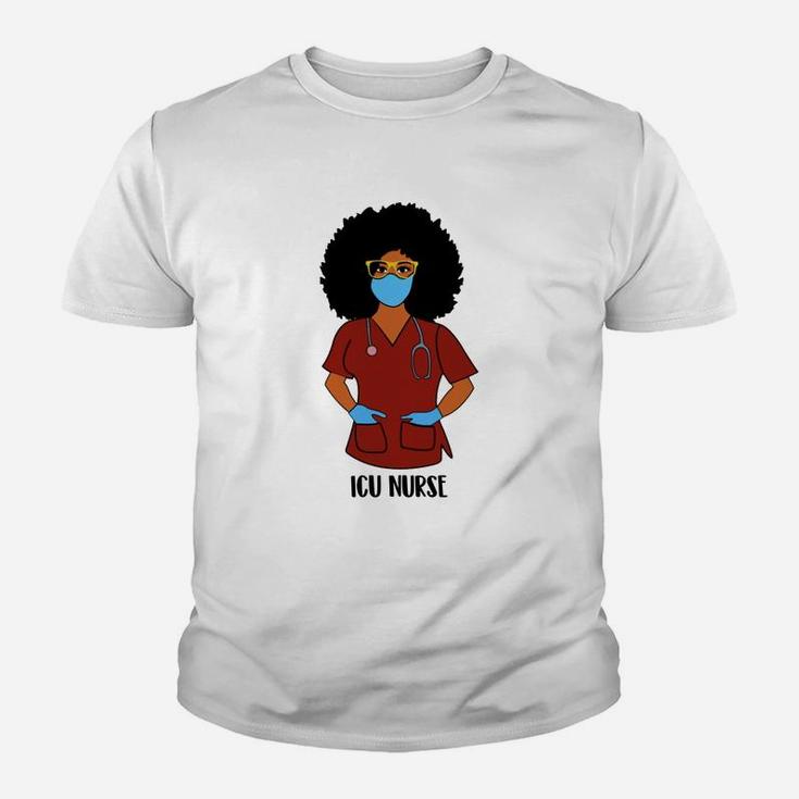 Black History Month Proud Icu Nurse Awesome Nursing Job Title Kid T-Shirt
