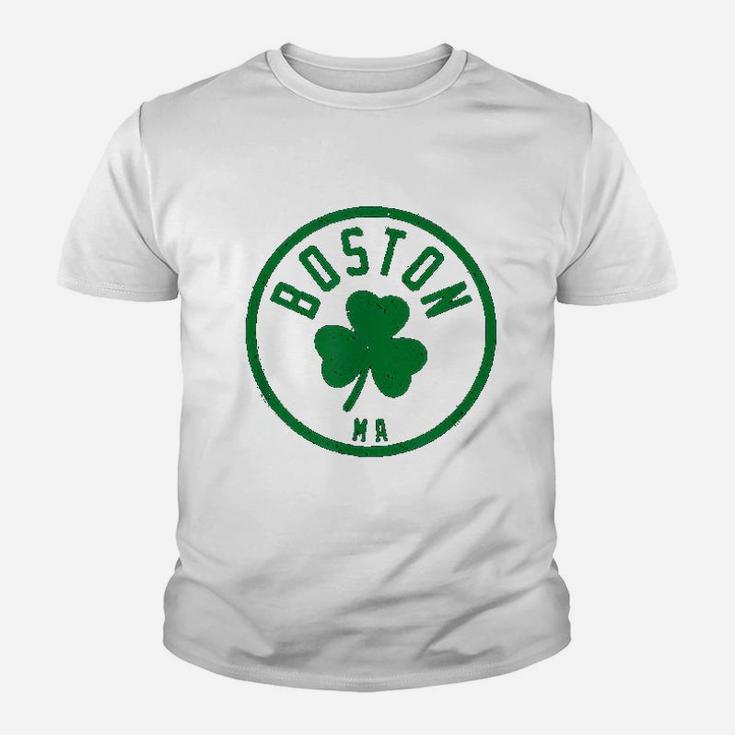 Boston Basketball Shamrock Massachusetts Vintage Kid T-Shirt