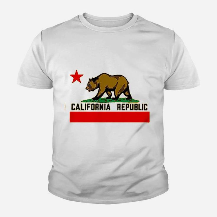 California Republic Borderless Bear Flag Black Kid T-Shirt